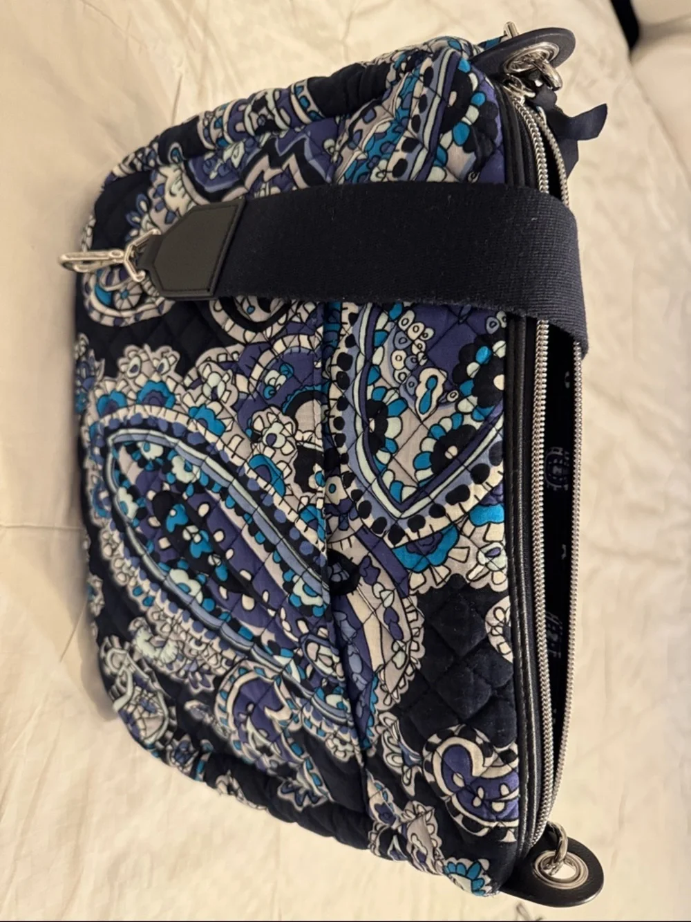 Vera Bradley Navy Blue Paisley Quilted Cosmetic Wristlet